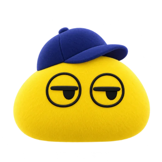 Mel, o Dot amarelo de boné azul